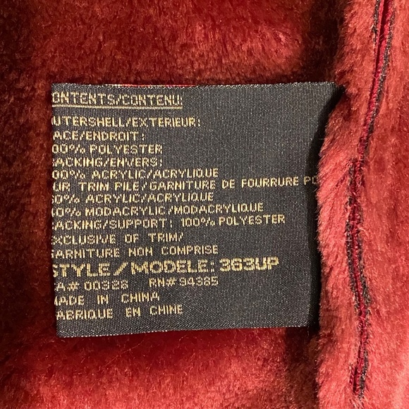 Vintage Y2K NOVELTI Red Faux Suede Faux Fur Trim Longline Penny Lane Coat L - Picture 10 of 12